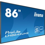 iiyama LH8642UHS-B3 86" 4K Ultra HD Public Display Zwart, 4K UHD, HDMI, VGA, DisplayPort, USB, Audio, Android