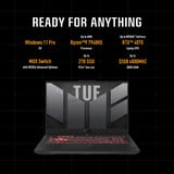 ASUS TUF Gaming A17 FA707NU-HX135W 17.3"  gaming laptop Zwart/grijs | R5 7535HS | RTX 4050 | 16 GB | 512 GB SSD