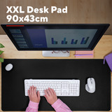 Trust Benya XXL Bureaumat 90x43 cm - Veganleer Bovenkant  Zwart, Antislip 