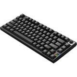 HelloGanss HS75T Black, toetsenbord Zwart, US lay-out, Cherry MX Brown, 75%, RGB leds, PBT Doubleshot keycaps, hot swap, 2,4 GHz / Bluetooth / USB-C