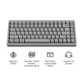 Keychron K2 HE-F1C Concrete Edition RGB mechanisch toetsenbord Zwart, US lay-out (QWERTY), Gateron Double-Rail Magnetic Nebula, 75%, 75%, RGB leds, OSA double-shot PBT, hot swap, 2.4GHz | Bluetooth 5.2 | USB-C