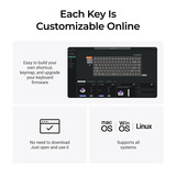 Keychron K2 HE-F1C Concrete Edition, toetsenbord Zwart/houtkleur, US lay-out, Gateron Double-Rail Magnetic Nebula, 75%, RGB leds, OSA double-shot PBT, hot swap, 2.4GHz | Bluetooth 5.2 | USB-C