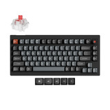 Keychron V1W-D1 8K QMK Wired Custom Mechanical Keyboard Zwart, US lay-out (QWERTY), Keychron Super Red, 75%, RGB leds, 75%, Double-shot PBT, hot swap, 8K, Knop