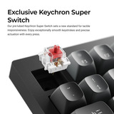Keychron V1W-D1 8K QMK Wired Custom Mechanical Keyboard Zwart, US lay-out (QWERTY), Keychron Super Red, 75%, RGB leds, 75%, Double-shot PBT, hot swap, 8K, Knop