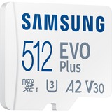 SAMSUNG EVO Plus microSDXC (2024), 512 GB geheugenkaart Wit, U3, V30, A2, Incl. SD-Adapter