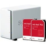 Synology DiskStation DS223j incl. 2x WD Red Plus 4 TB harde schijf nas Wit, 2x USB 3.2 Gen 1