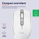 Trust Ozaa Compact Draadloze Muis Oplaadbaar Wit, 800-3200 Dpi, 2.4GHz, Bluetooth, Stille Knoppen