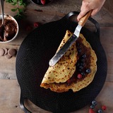 Victoria Pizzapan met twee handgrepen 38 cm, Seasoned bak-/braadpan Zwart, Color packaging