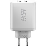 goobay 65W GaN USB-C PD Dual snellader Wit, 1x USB-C, 1x USB-A