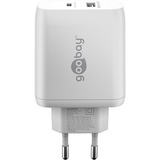 goobay USB-C PD GaN Dual snellader (65 W) Wit, 1x USB-C, 1x USB-A, Power Delivery