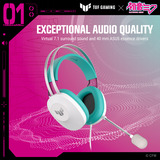 ASUS TUF Gaming H1 Gen II Hatsune Miku Edition over-ear gaming headset Wit/turquoise, Pc, PlayStation 4, PlayStation 5