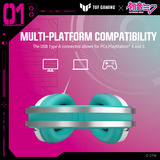 ASUS TUF Gaming H1 Gen II Hatsune Miku Edition over-ear gaming headset Wit/turquoise, Pc, PlayStation 4, PlayStation 5
