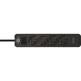 Brennenstuhl Ecolor 4-voudige stekkerdoos met 2 USB-laadaansluitingen Zwart, 4x stekker, 2x USB-C, 2x USB-C