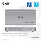 Club 3D 5-1 Thunderbolt 5 Hub Triple video dockingstation Grijs