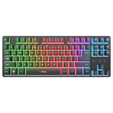 Trust GXT 832 Thado Draadloze set desktopset Zwart, US lay-out (QWERTY), 80% (TKL), RGB, 800 - 6.400 dpi