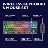 Trust GXT 832 Thado Draadloze set desktopset Zwart, US lay-out (QWERTY), 80% (TKL), RGB, 800 - 6.400 dpi