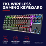Trust GXT 832 Thado Draadloze set desktopset Zwart, US lay-out (QWERTY), 80% (TKL), RGB, 800 - 6.400 dpi