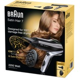 Braun Haardroger Satin Hair 7 IONTEC HD 730, Föhn Zwart/zilver, met Satin Protect en diffuser