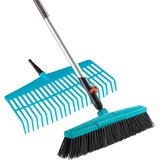 GARDENA Combisystem straatbezem en gazonhark bladbezem Turquoise/houtkleur, 3081-20