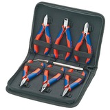 Knipex Etui met elektronicatangen 00 20 16, 7-delig tangenset Rood/blauw