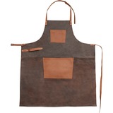 Petromax Buffelleren Schort met nekband | Buff Leather Apron with neck strap Donkerbruin, ab-b
