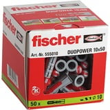 fischer DuoPower 10x50 plug Lichtgrijs/rood, 50 stuks