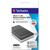 Verbatim Store 'n' Go met toetsbediening, 1 TB externe harde schijf Zwart/zilver, USB 3.1 Gen 1 / USB C
