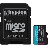 Kingston Canvas Go! Plus microSDXC 256 GB geheugenkaart Zwart, Incl. adapter, Class 10, UHS-I U3, V30, A2