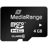 MediaRange microSDHC 4 GB geheugenkaart Zwart, Class 10, incl. SD-Adapter