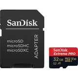 SanDisk Extreme PRO microSDHC 32 GB geheugenkaart UHS-I U3, Class 10, V30, A1, Incl. SD Adapter