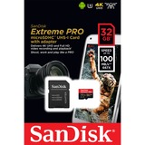 SanDisk Extreme PRO microSDHC 32 GB geheugenkaart UHS-I U3, Class 10, V30, A1, Incl. SD Adapter