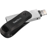 SanDisk iXpand Go 128 GB usb-stick Zwart/zilver, USB-A 3.2 Gen 1, Apple Lightning Connector