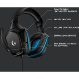 Logitech G432 7.1 Surround Sound Wired over-ear gaming headset Zwart/blauw, Pc, PlayStation 4, PlayStation 5, Xbox One, Xbox Series X|S, Nintendo Switch