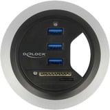 DeLOCK In-Desk Hub 3 Port USB 3.0 + 2 Slot SD Card Reader kaartlezer 
