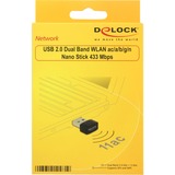 DeLOCK USB 2.0 Dual Band WLAN Nano Stick wlan adapter Zwart