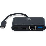 HP USB Type C > HDMI + Ethermet + USB 3.0 Hub usb-hub Zwart