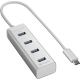 Sharkoon 4-Port USB 3.0 Aluminium Hub Type C usb-hub Zilver