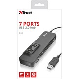 Trust Oila 7 Port USB 2.0 Hub usb-hub Zwart, 20576