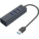 i-tec USB 3.0 Metal HUB 3 Port + Gigabit Ethernet Adapter usb-hub antraciet