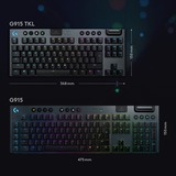 Logitech G915 TKL LIGHTSPEED Wireless RGB Mechanical Gaming Keyboard Zwart, US lay-out, GL Tactile, TKL, LIGHTSYNC RGB
