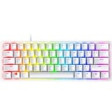 Razer Huntsman Mini Mercury RGB gaming toetsenbord Wit, US lay-out (QWERTY), Razer Clicky Optical (Purple), 60%, RGB leds