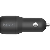 Belkin BOOSTCHARGE 2-poorts USB-A-autolader + USB-A/USB-C-kabel Zwart, 24W
