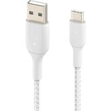 Belkin BOOSTCHARGE gevlochten USB-C naar USB-A kabel Wit, 2 meter