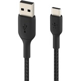 Belkin BOOSTCHARGE gevlochten USB-C naar USB-A kabel Zwart, 3 meter