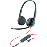Plantronics Blackwire 3225 duo headset Zwart, 3,5mm aansluiting, USB-C