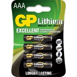 GP Batteries Primary Lithium AAA - 4 batterijen Zwart