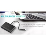 i-tec USB-C naar HDMI Travel Adapter PD/Data usb-hub Zwart