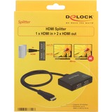 DeLOCK 1x HDMI naar 2x HDMI Splitter Zwart, 60 centimeter, 4K