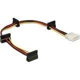 DeLOCK Kabelvoeding Molex 4-pins stekker naar 4x SATA 15-pins adapter Zwart/rood, 0,4 meter