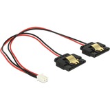 DeLOCK Power 2-pin female > 2 x SATA 15-pin splitterkabel Zwart/rood, 20 cm